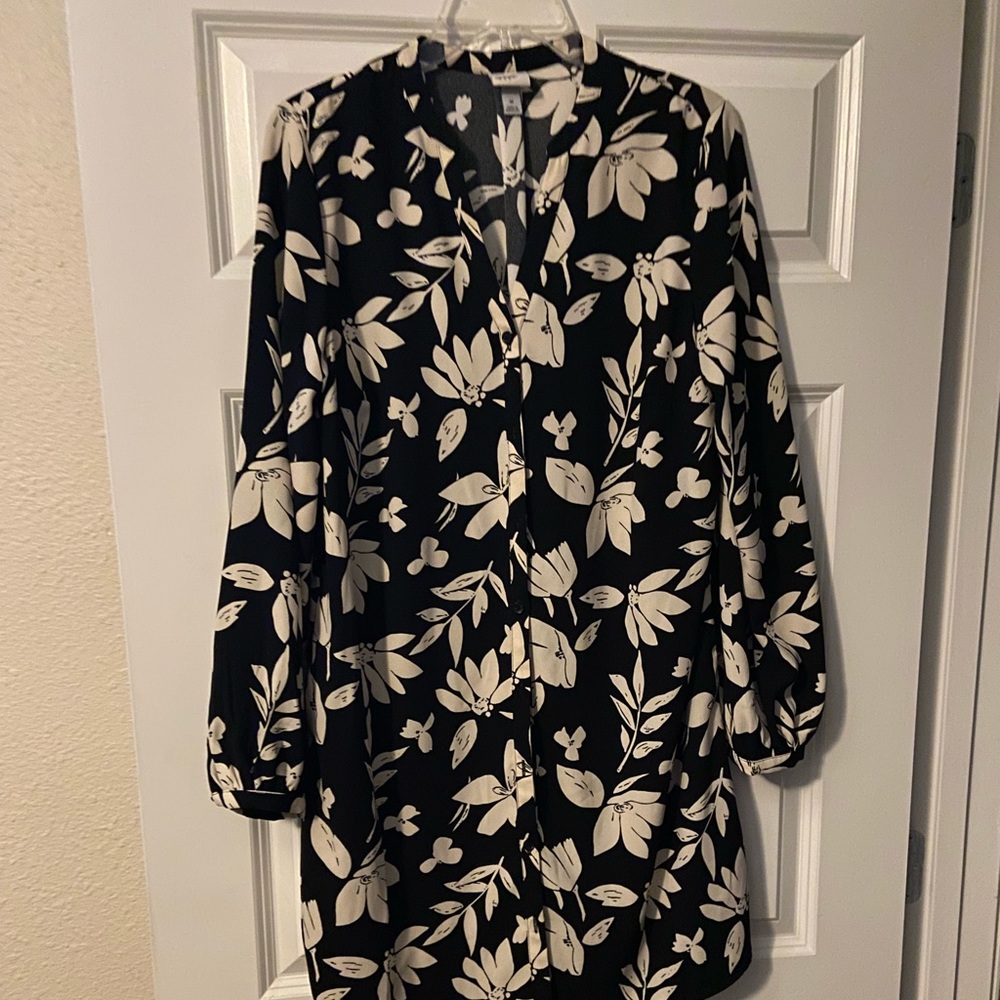 Long sleeve, button down shirt dress